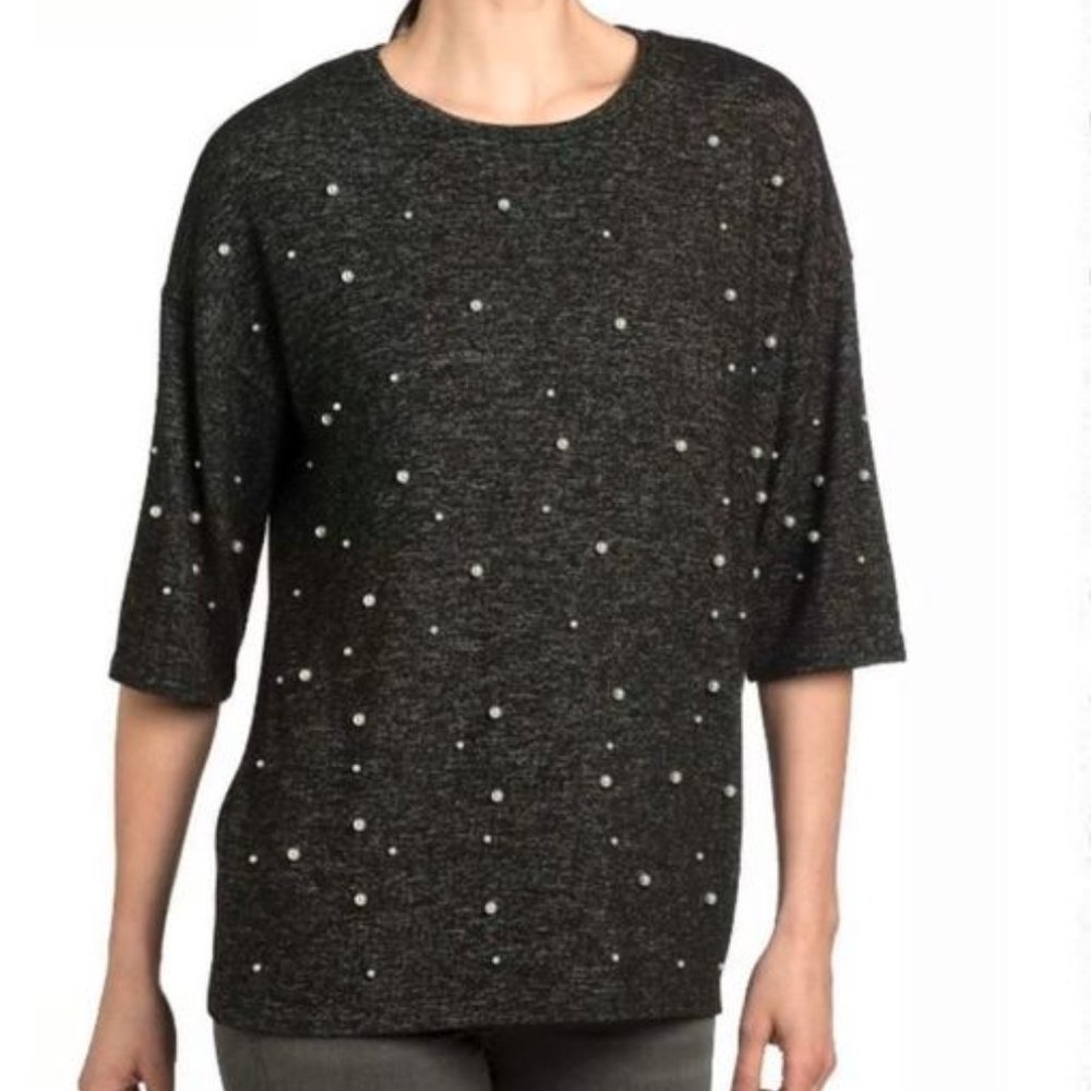 Chelsea & Theodore Pearl Embellished Baggy Sweater